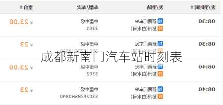 成都新南门汽车站时刻表