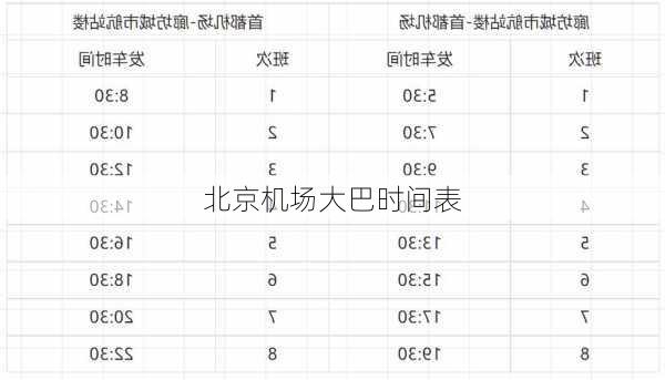 北京机场大巴时间表