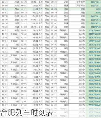 合肥列车时刻表