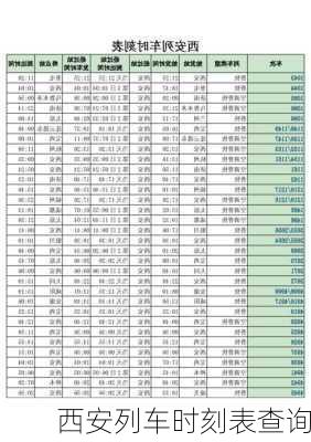 西安列车时刻表查询