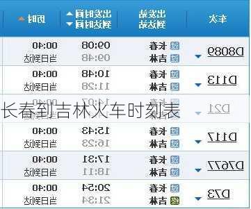 长春到吉林火车时刻表