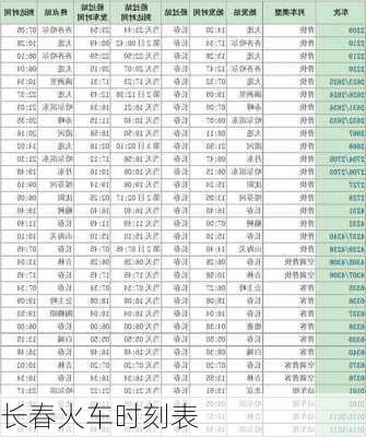 长春火车时刻表