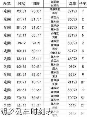 朗乡列车时刻表